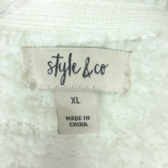 Style & Co Plush Open Front Cardigan XL Ivory D - Picture 4 of 5